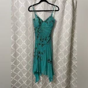 Elegant, vintage sue Wong cocktail, mermaid dress. Mid calf length, scarf bottom
